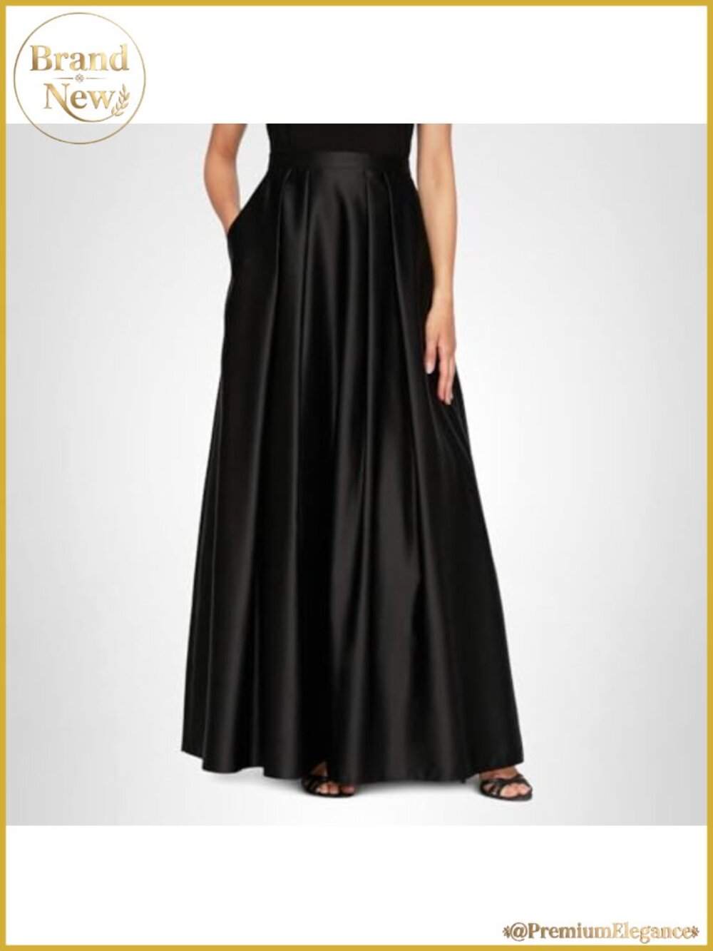 Full Length Formal Maxi Skirt with Inverted Pleat Detail and Hidden Pockets